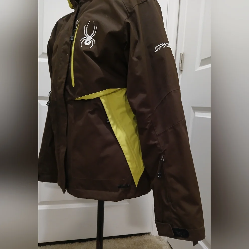 Spyder Brown &‎ Lime Green Ski Winter Snow Coat - Picture 4 of 16